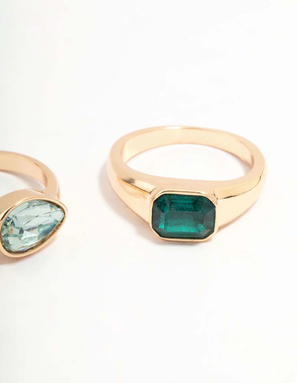 Green Diamante Gold Rings 3-Pack - Image 3