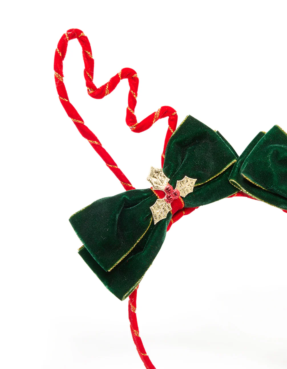 Green Fabric Reindeer Bow Headband - Image 2