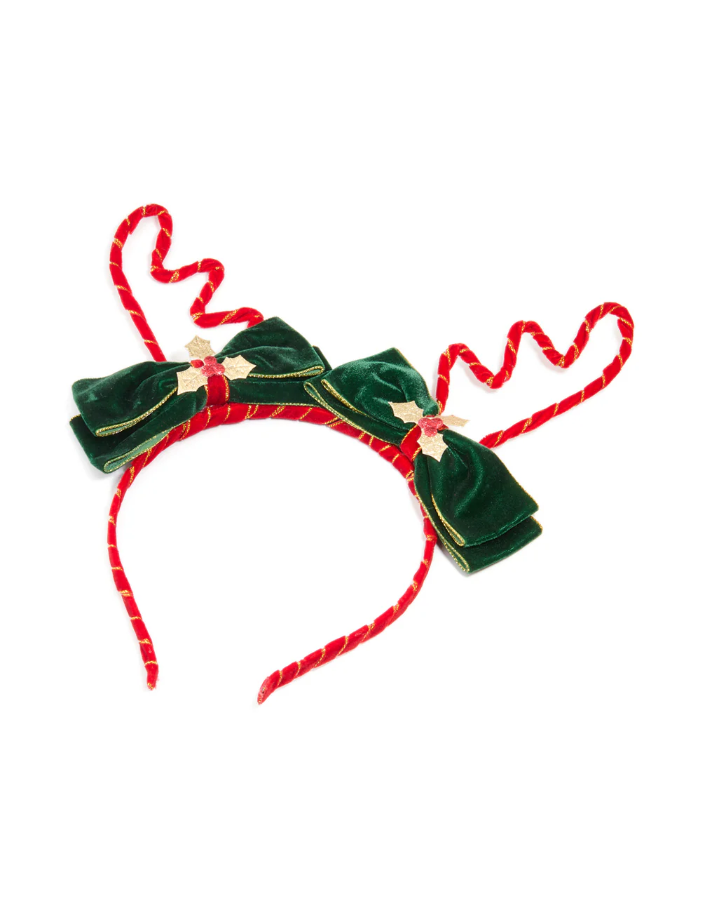 Green Fabric Reindeer Bow Headband - Image 3