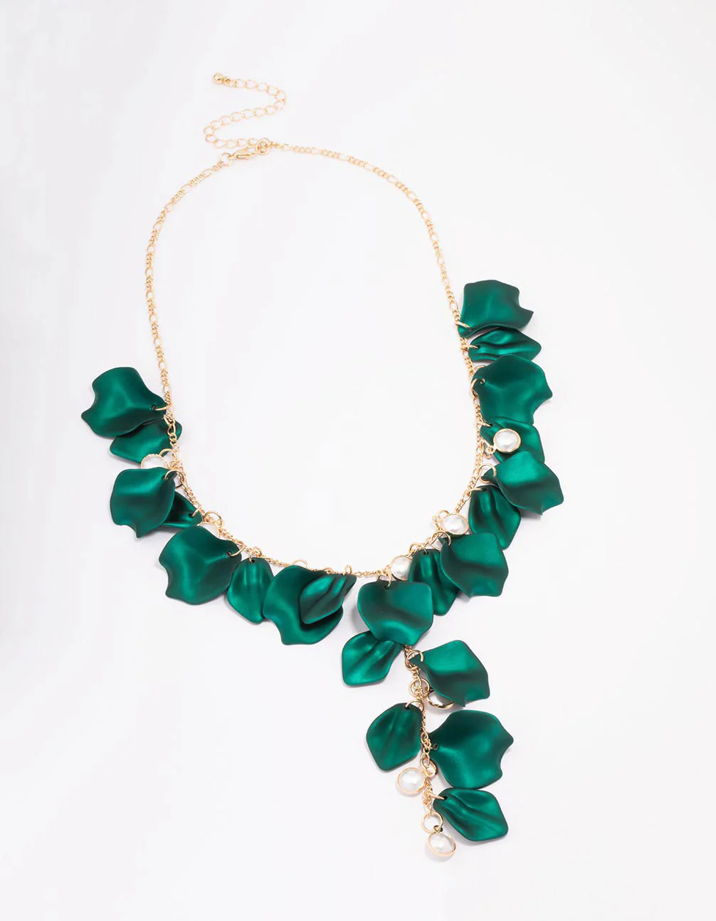 Green Iridescent Flower Petal Statement Necklace - Image 2