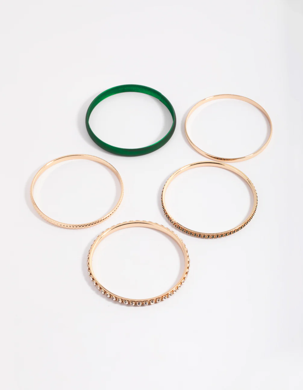 Green Pearlised Diamante Bracelet 5-Pack - Image 2