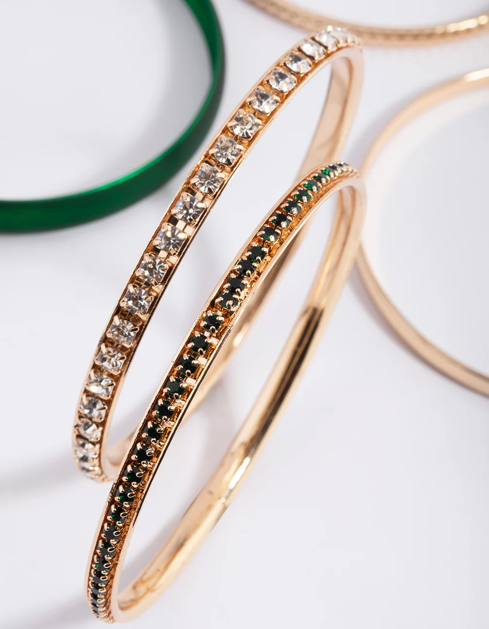 Green Pearlised Diamante Bracelet 5-Pack - Image 3