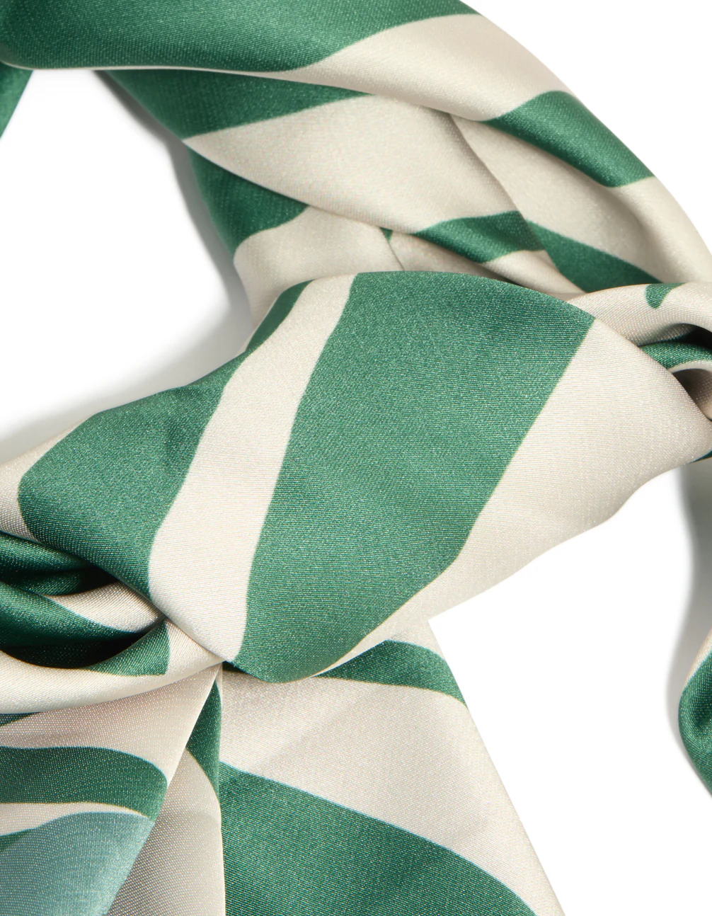 Green & White Boho Lined Fabric Scarf - Image 2