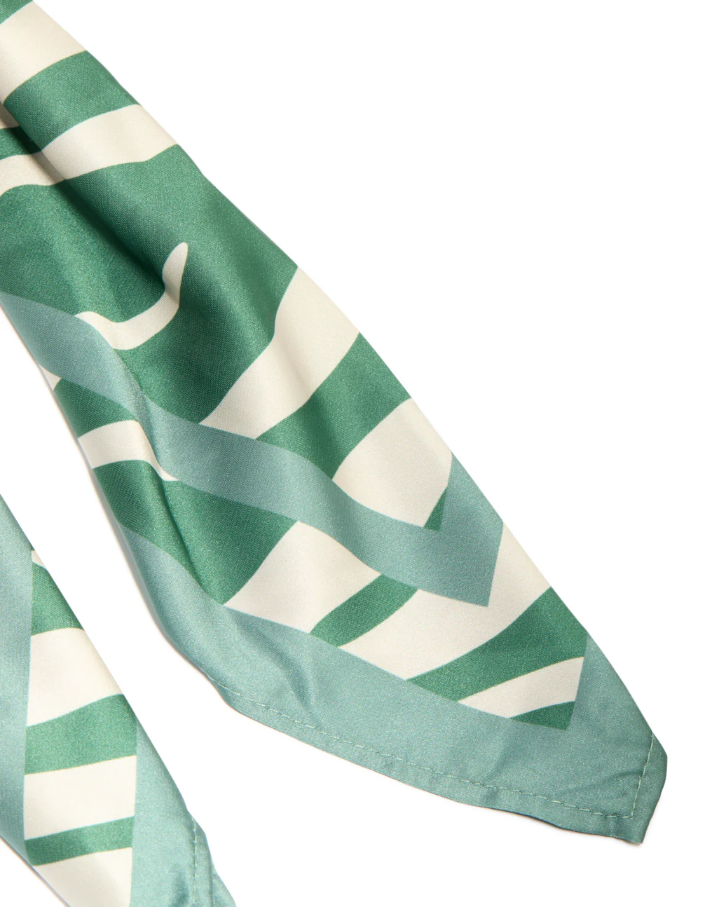 Green & White Boho Lined Fabric Scarf - Image 3
