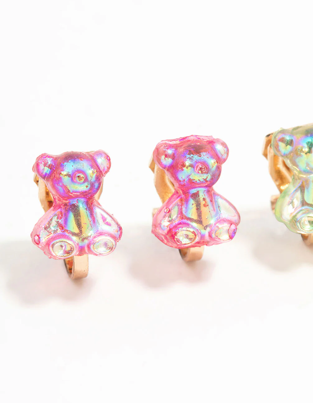 Gold Gummy Bear Clip On Earrings 5-Pack - Image 2