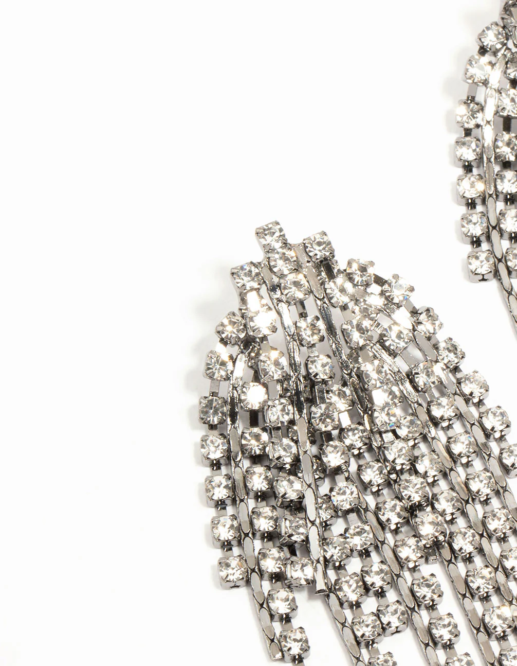 Gunmetal Diamante Cup Chain Drop Earrings - Image 2