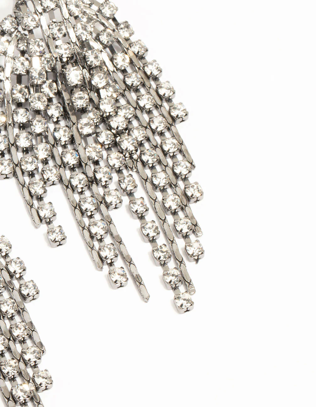 Gunmetal Diamante Cup Chain Drop Earrings - Image 3