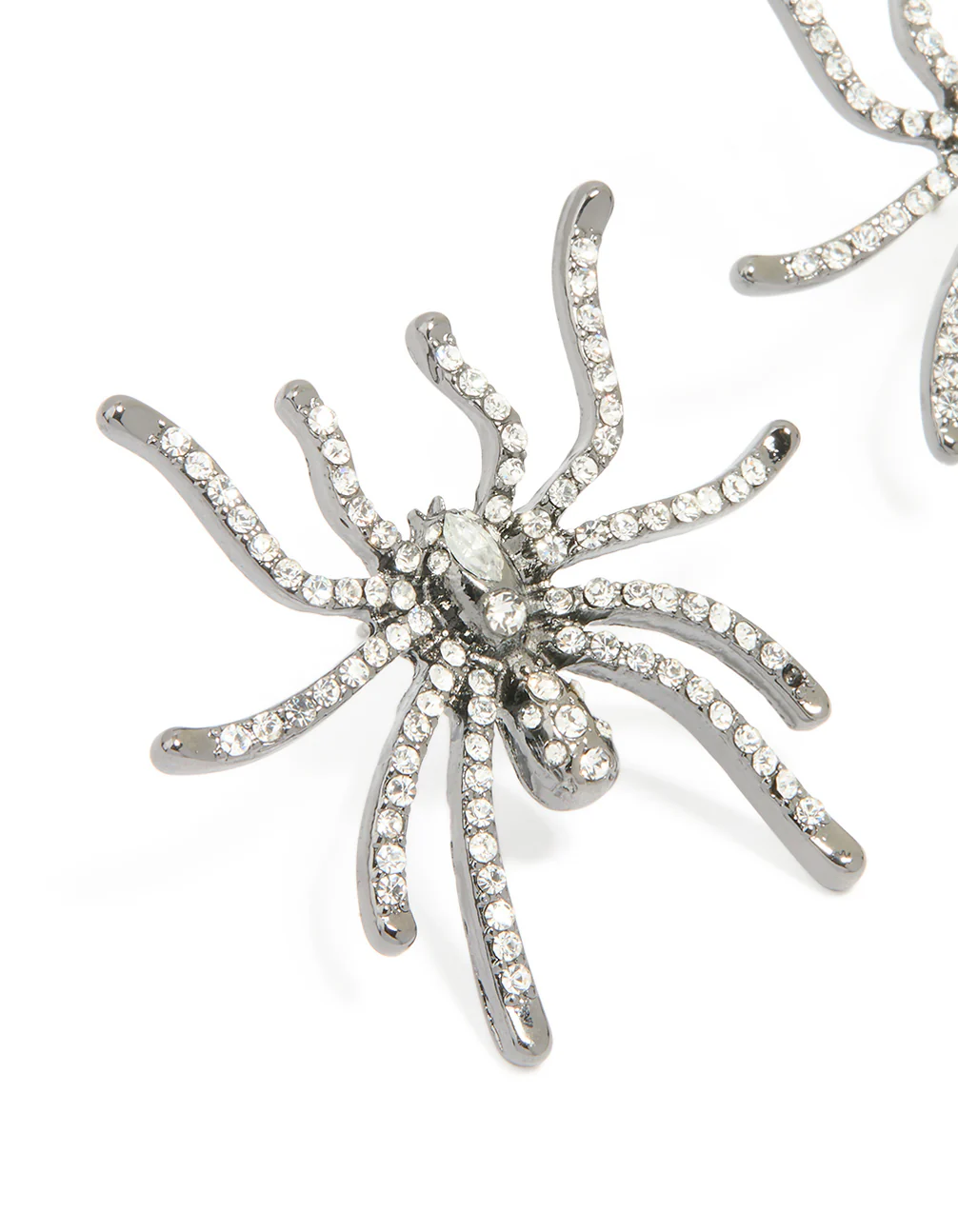 Gunmetal Large Spider Stud Earrings - Image 2