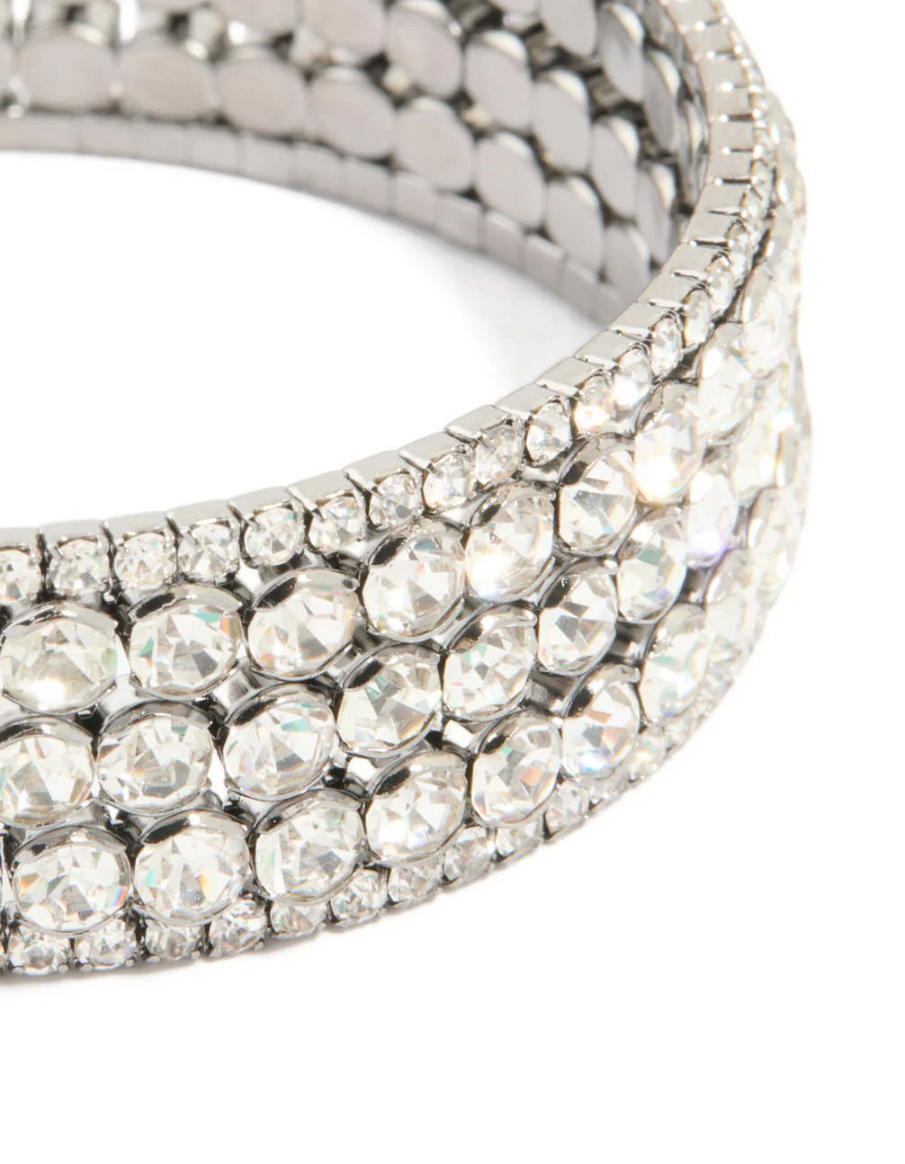Gunmetal Silver Diamante Glitzy Five Layered Wrist Cuff - Image 4