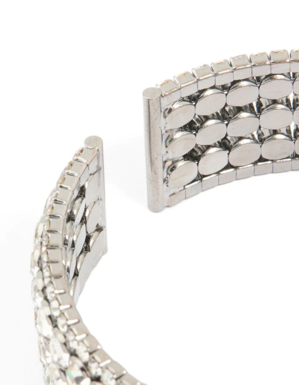 Gunmetal Silver Diamante Glitzy Five Layered Wrist Cuff - Image 5