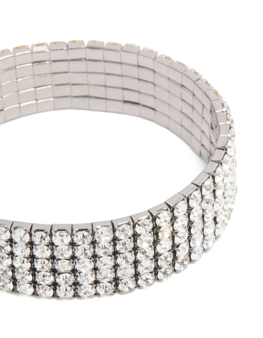 Gunmetal Silver Diamante Stretch Bracelet - Image 4