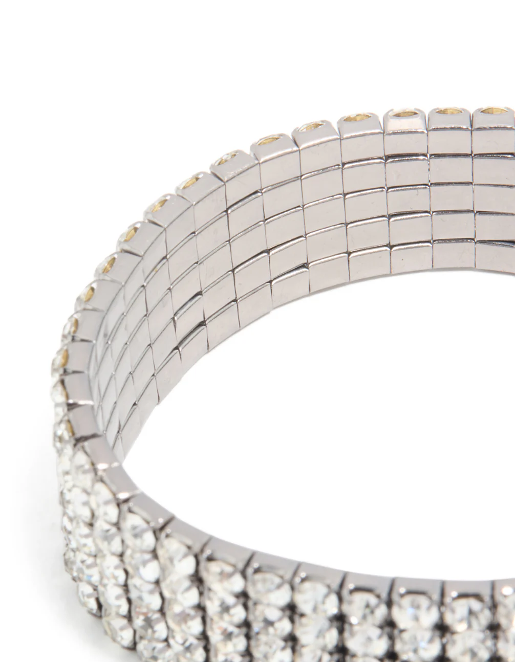 Gunmetal Silver Diamante Stretch Bracelet - Image 5