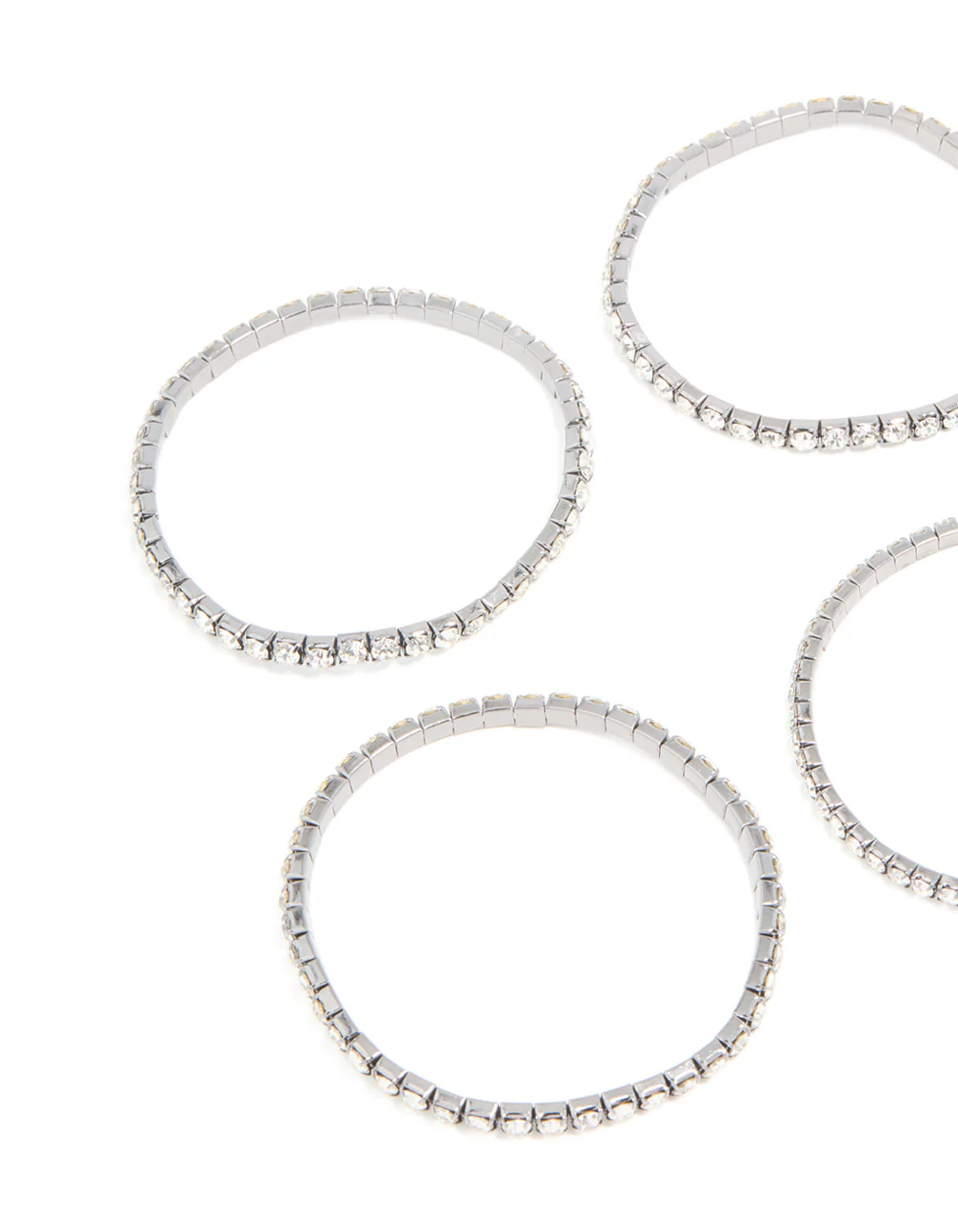 Gunmetal Silver Diamante Stretch Bracelets 6-Pack - Image 2