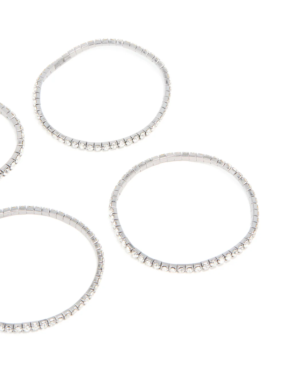 Gunmetal Silver Diamante Stretch Bracelets 6-Pack - Image 3