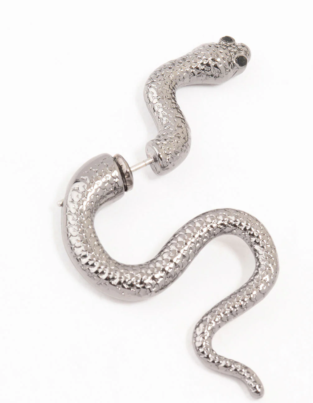 Gunmetal Slithering Snake Drop Earrings - Image 2