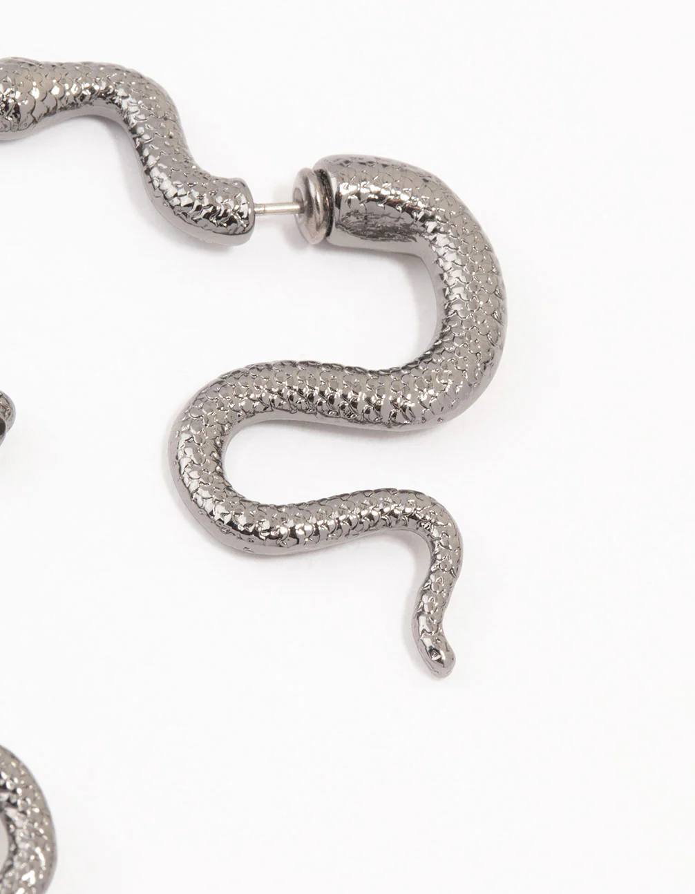 Gunmetal Slithering Snake Drop Earrings - Image 3