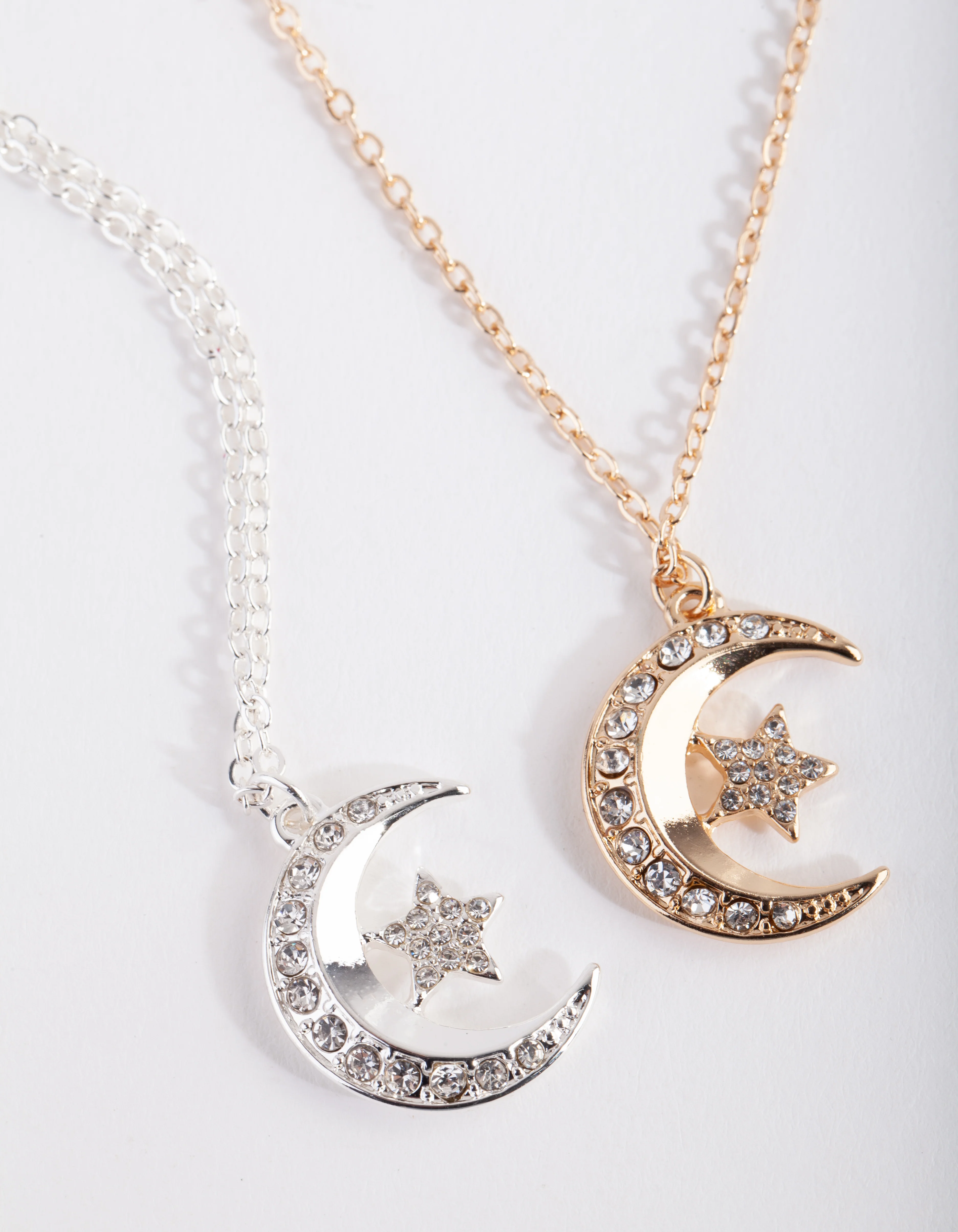 Mixed Metal Diamante Moon Necklace Pack - Image 2