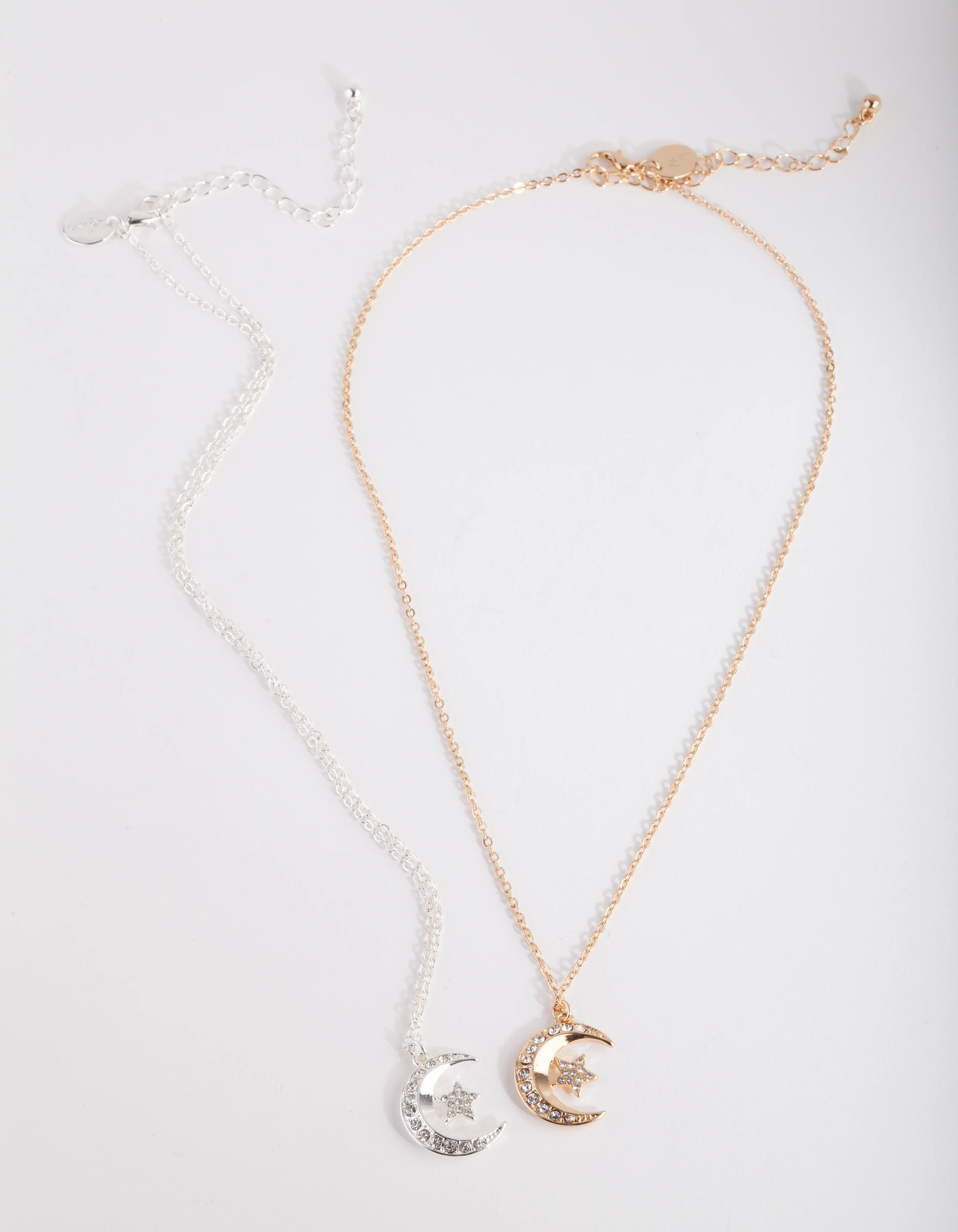 Mixed Metal Diamante Moon Necklace Pack - Image 3