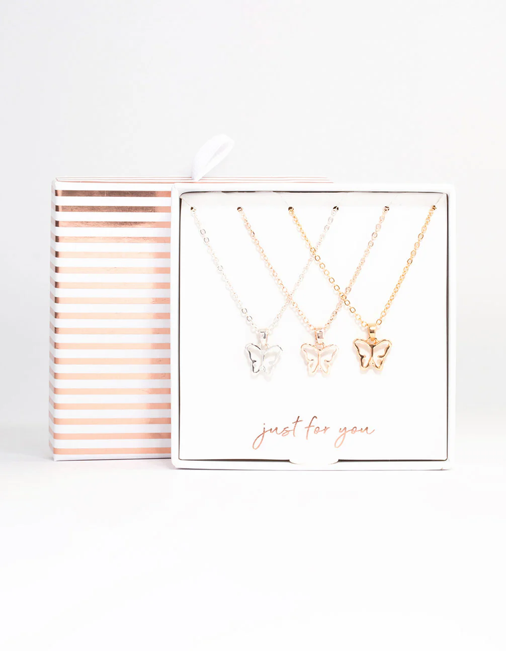 Mixed Metal Couture Butterfly Necklace 3-Pack - Image 2