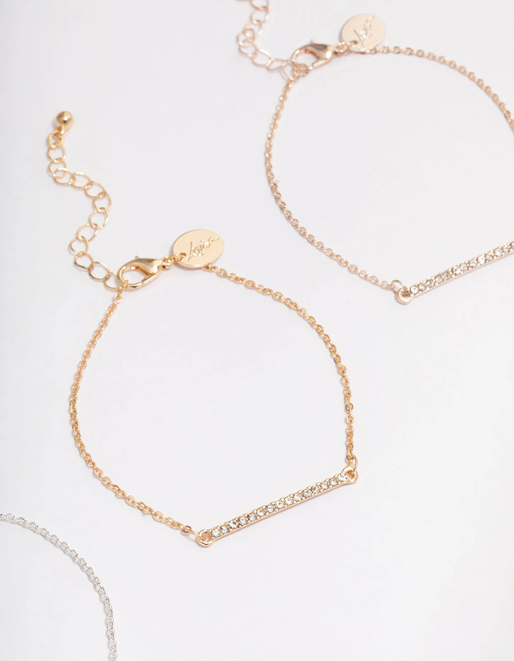 Mixed Metal Diamante Bar Bracelet 3-Pack - Image 3
