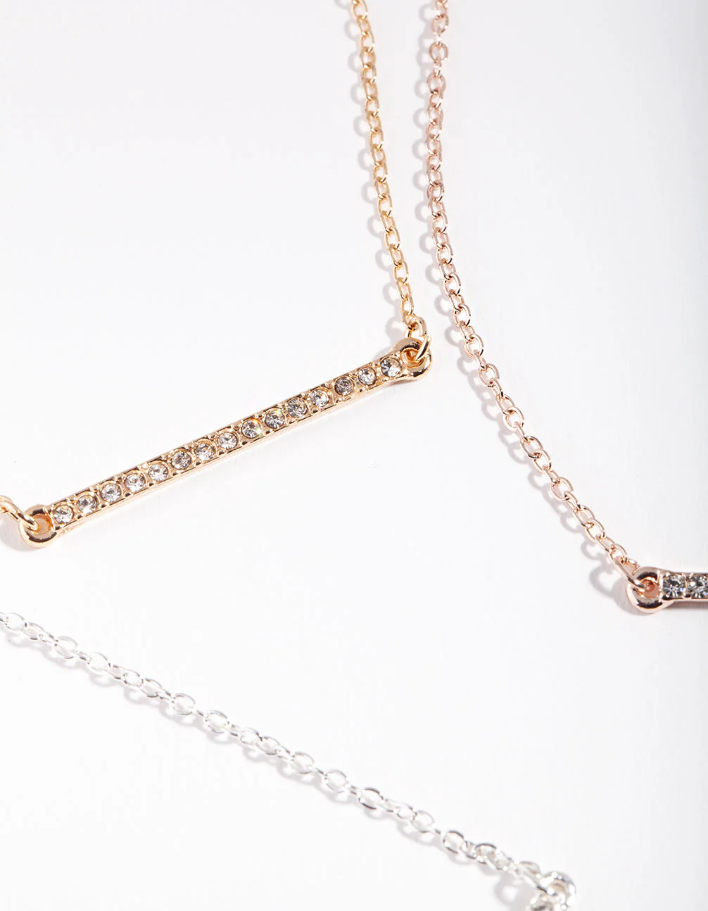 Mixed Metal Diamante Bar Bracelet Pack - Image 2