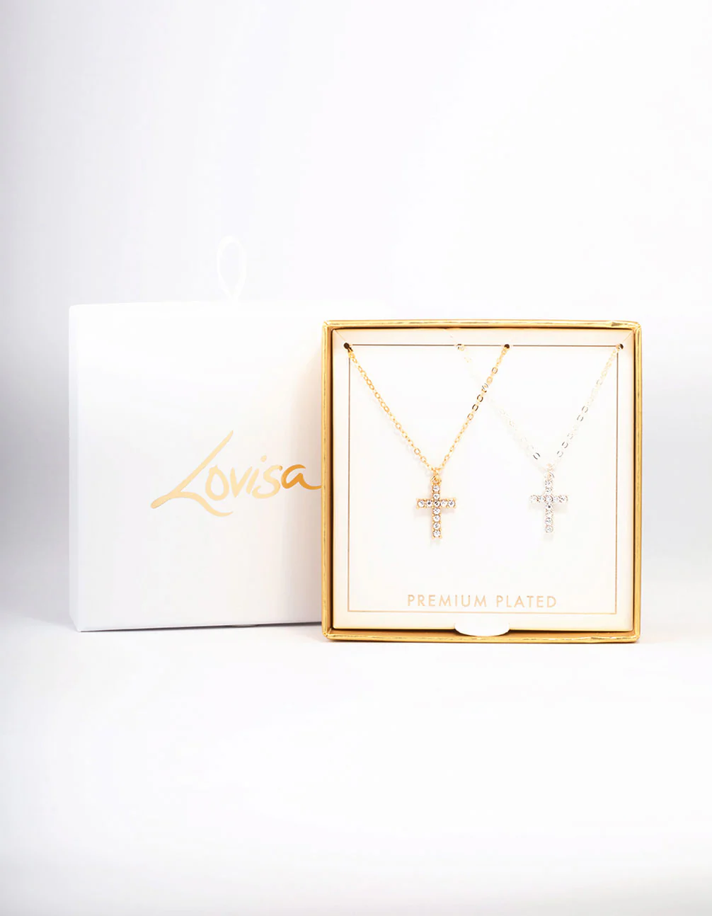 Gold & Silver Plated Diamante Cross Necklace Pack - Image 2
