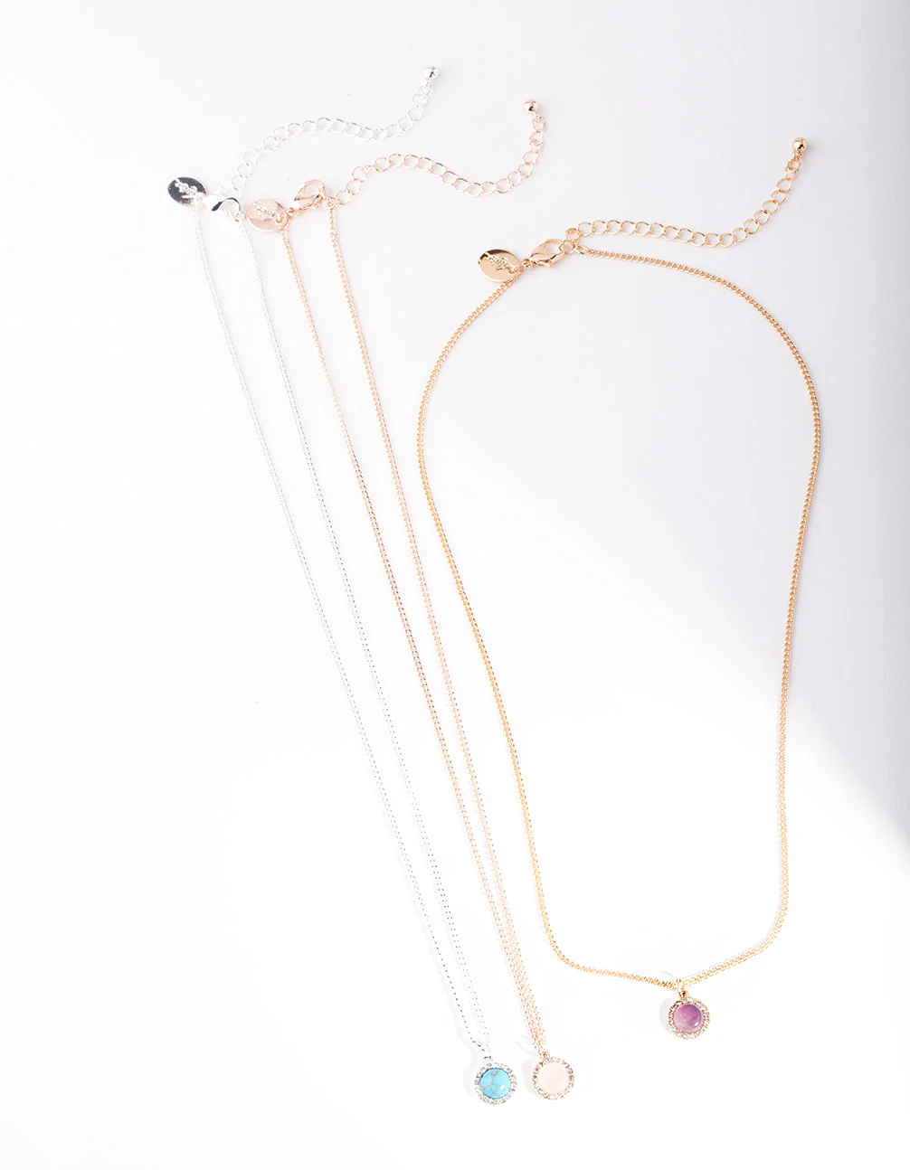 Mixed Metal Diamante Semi Precious Necklace Pack - Image 2