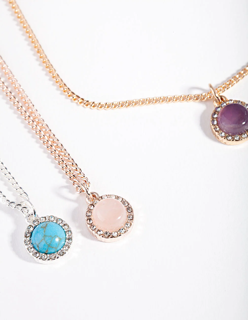 Mixed Metal Diamante Semi Precious Necklace Pack - Image 3