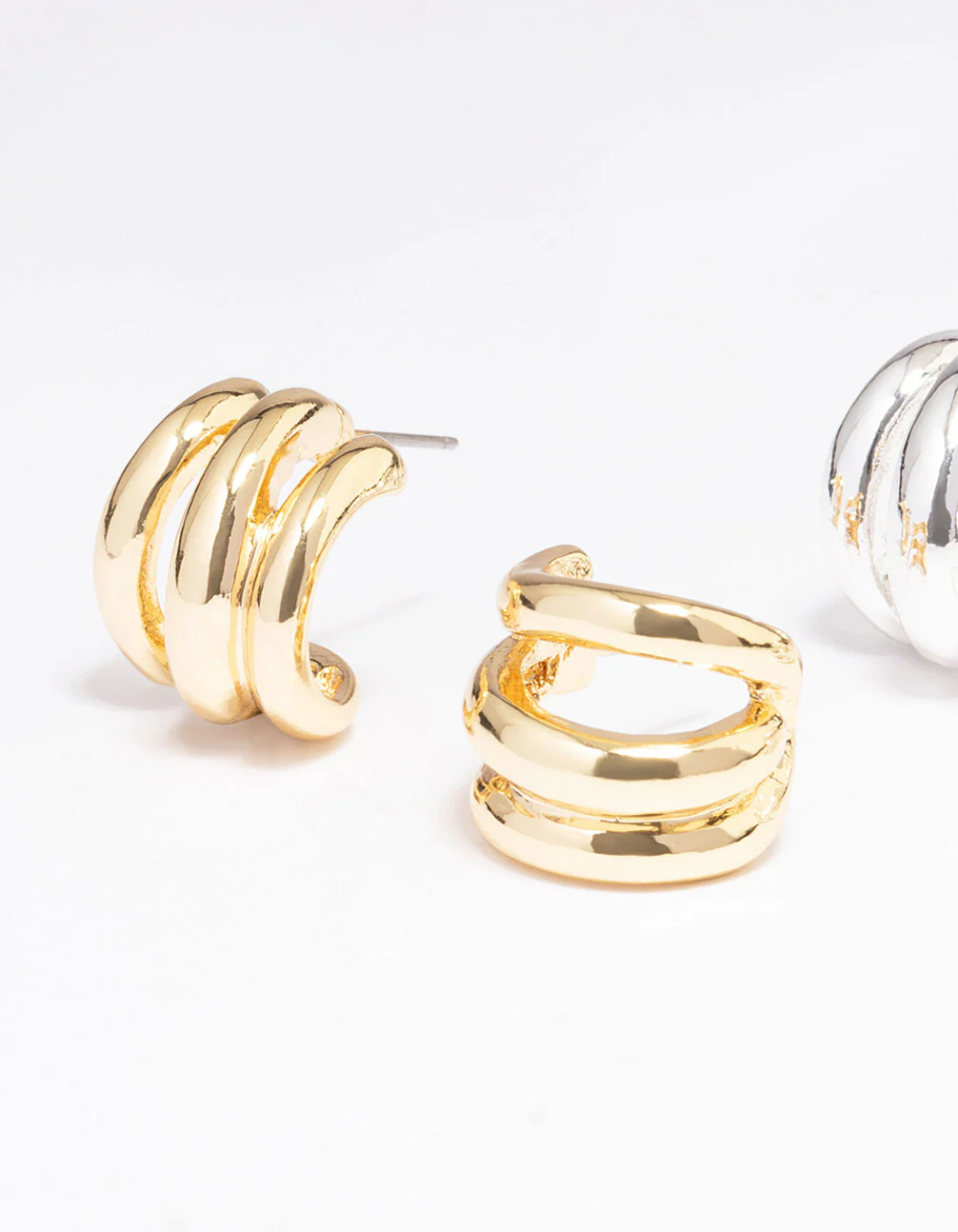 Gold & Silver Plated Huggie Hoop Earring Pack - Image 3