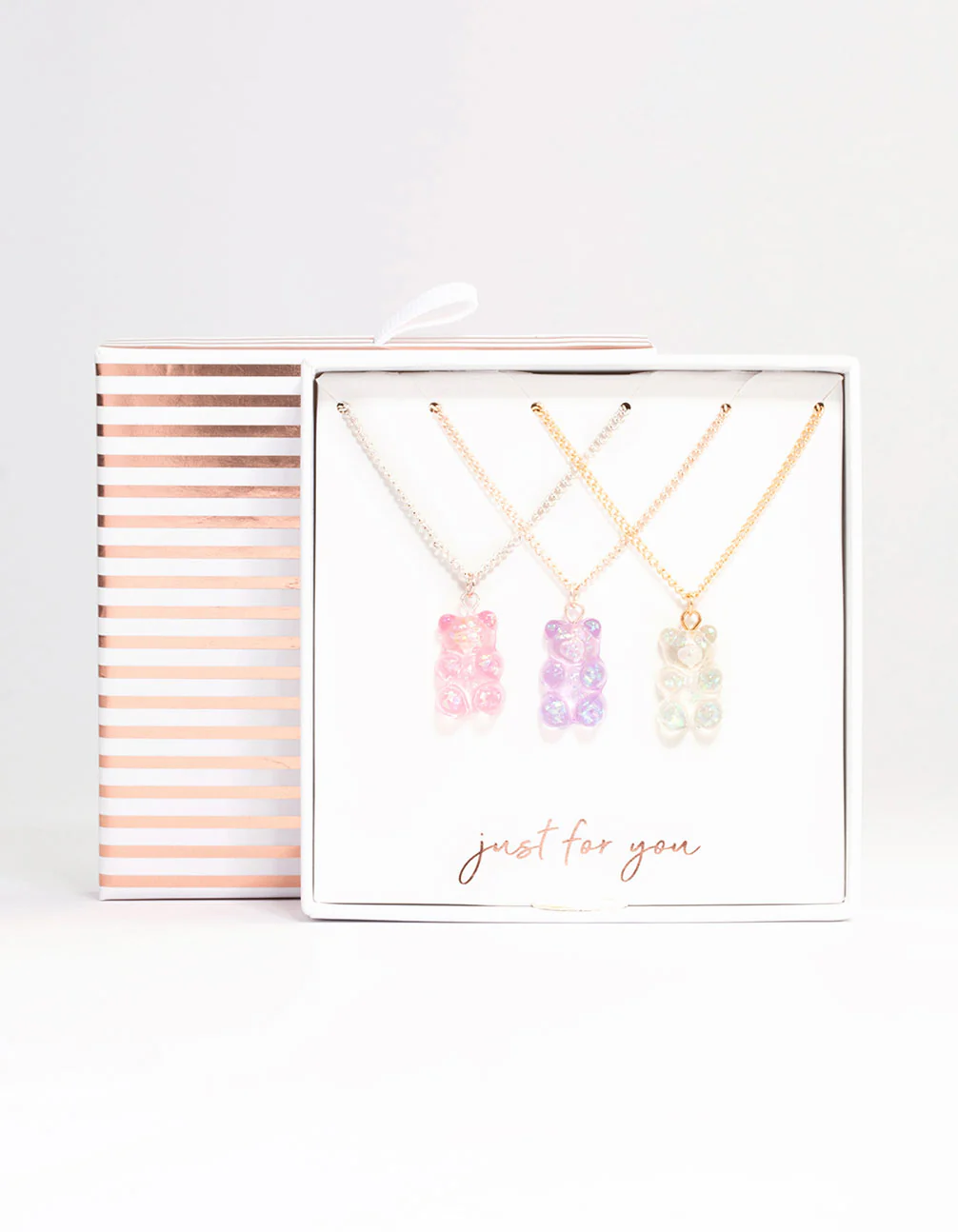 Pastel Holographic Teddy Bear Necklace 3-Pack - Image 2
