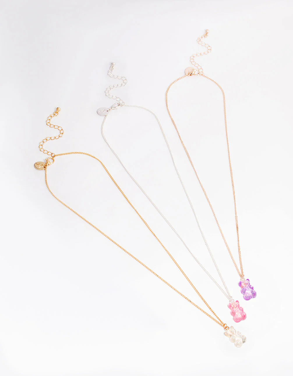 Pastel Holographic Teddy Bear Necklace 3-Pack - Image 3
