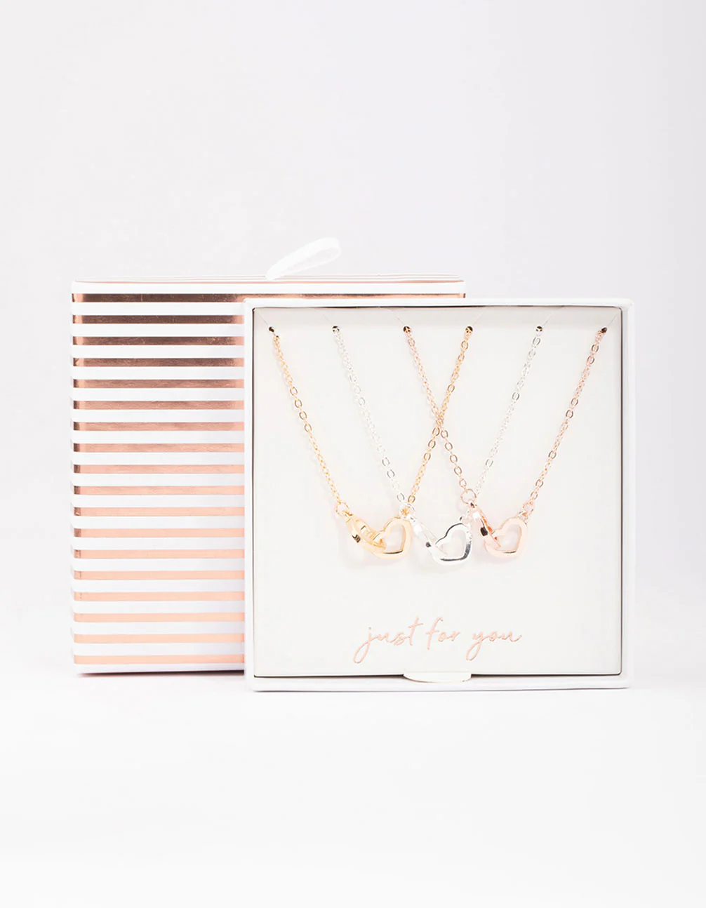 Mixed Metal Link Heart Necklace 3-Pack - Image 2