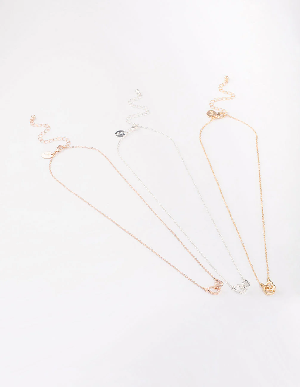 Mixed Metal Link Heart Necklace 3-Pack - Image 3