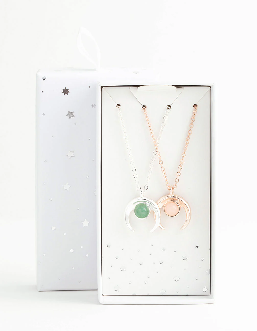 Mixed Metal Semi-Precious Crescent Necklace Pack - Image 2