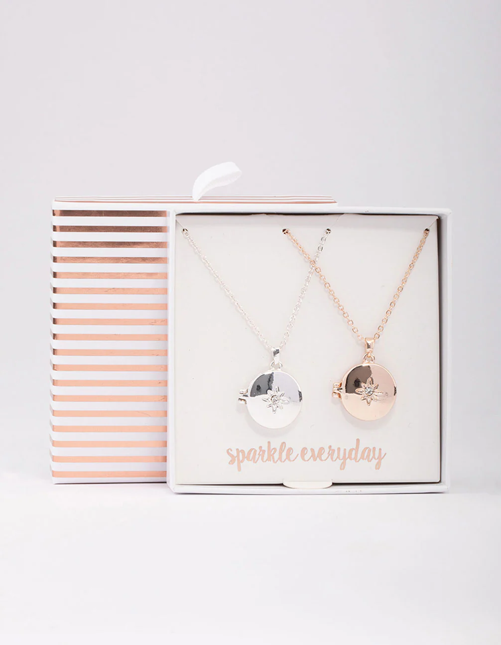 Mixed Metal Star Diamante Locket Necklace Pack - Image 2