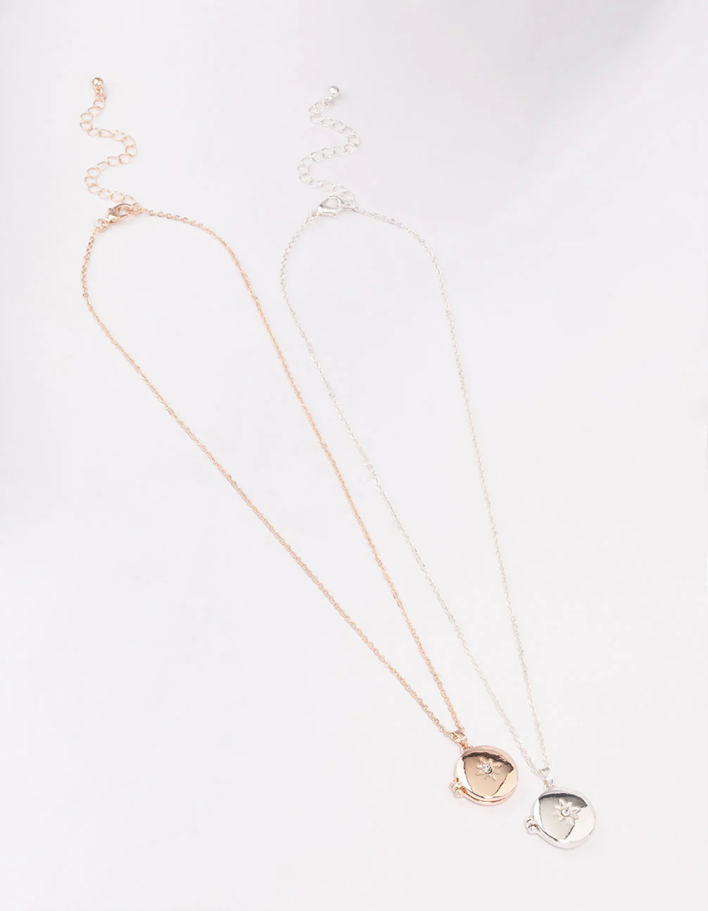 Mixed Metal Star Diamante Locket Necklace Pack - Image 3