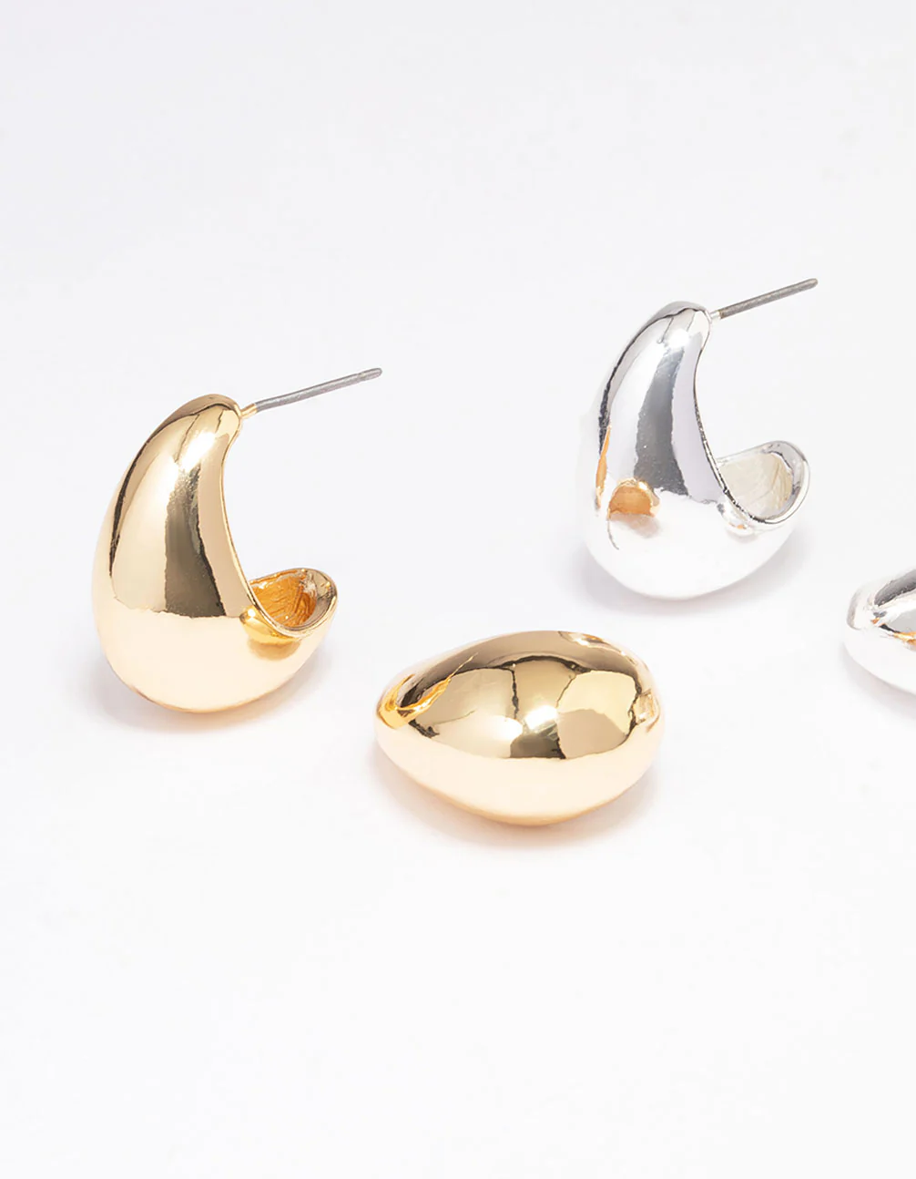 Gold & Silver Plated Huggie Hoop Earring Pack - Image 3