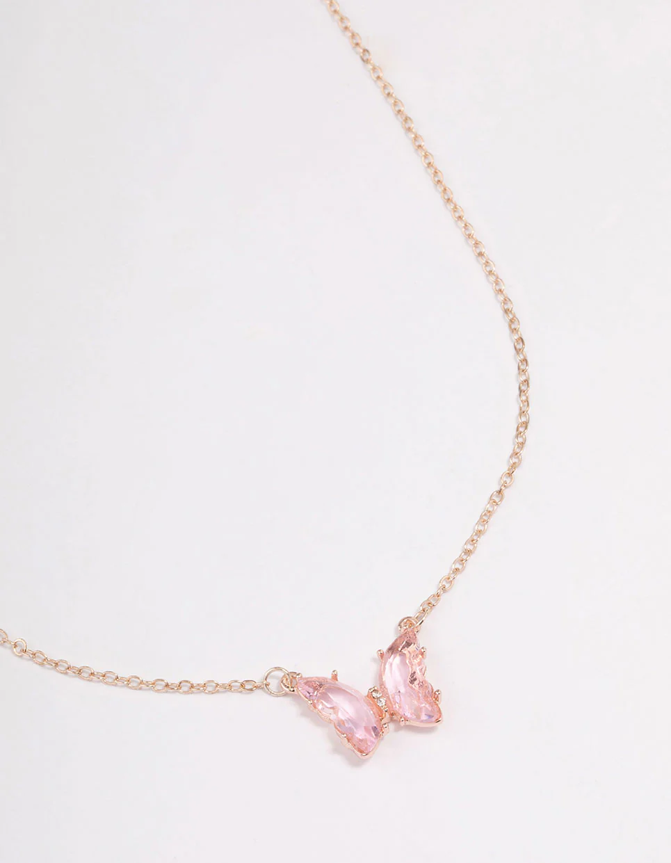 Rose Gold Pink Butterfly Pendant Necklace - Image 3
