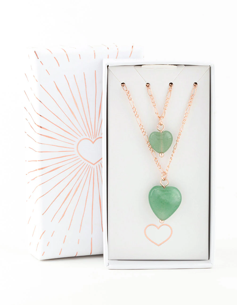 Rose Gold Semi-Precious Mini Heart Necklace Pack - Image 2