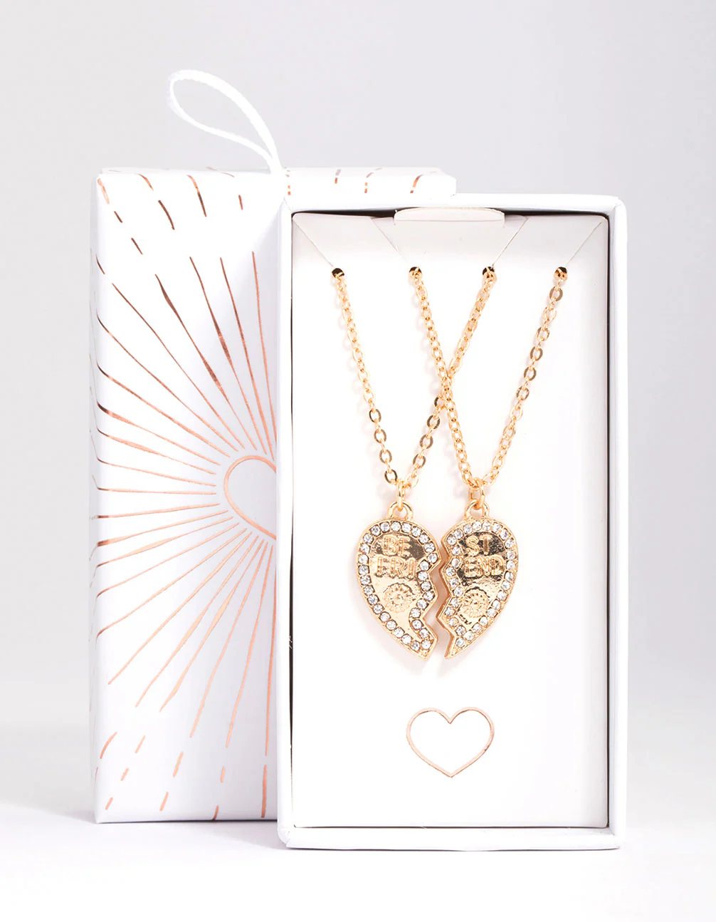 Gold BFF Diamante Heart Necklace Pack - Image 2