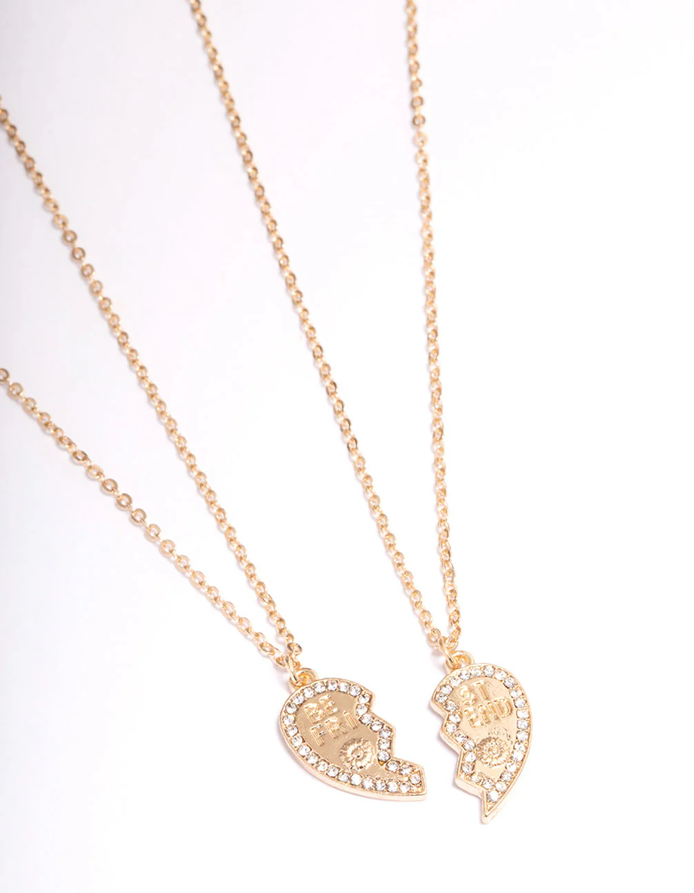Gold BFF Diamante Heart Necklace Pack - Image 3