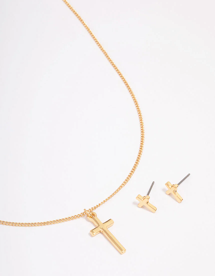 Gold Plated Cross Jewellery Set