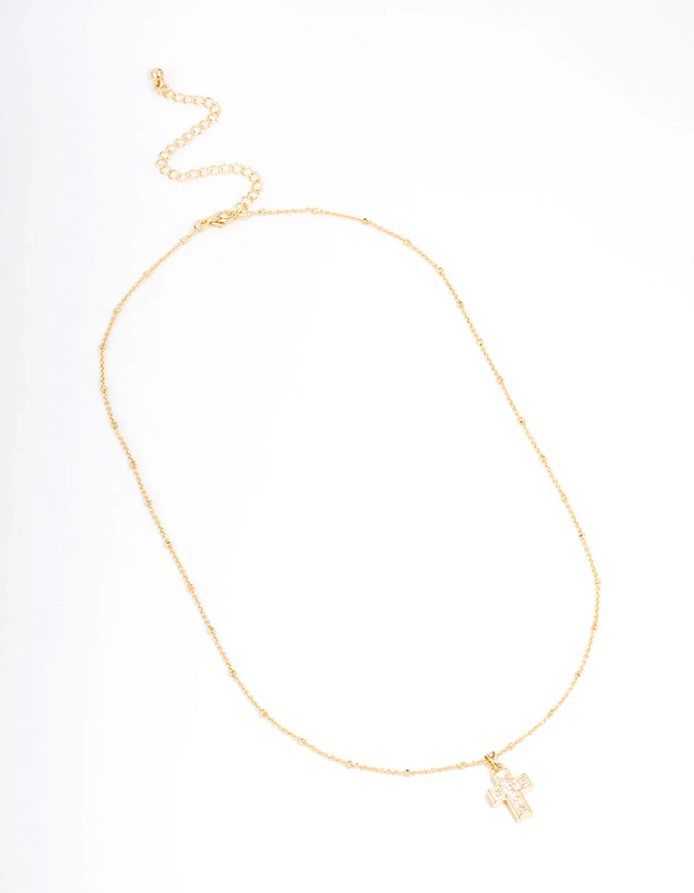 Gold Plated Cubic Zirconia Cross Ball Necklace - Image 3
