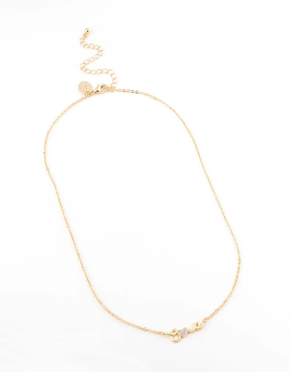 Gold Plated Cubic Zirconia Love Script Necklace - Image 3