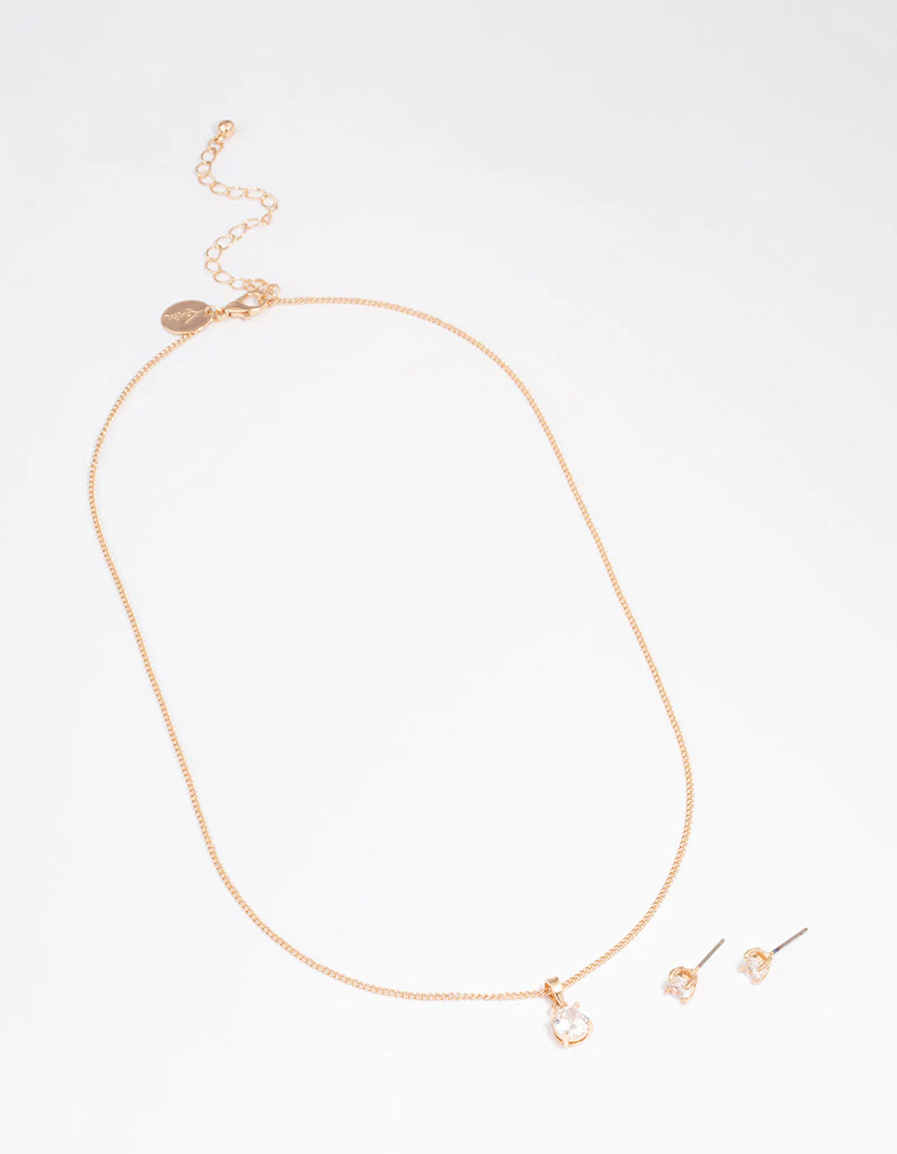 Gold Cubic Zirconia Solitaire Jewellery Set - Image 2