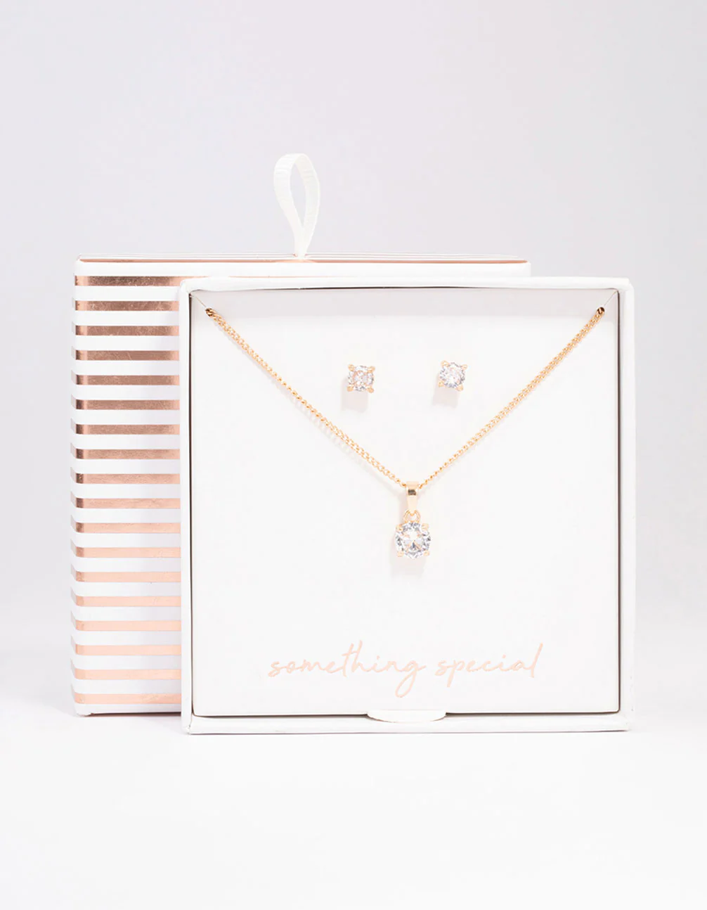 Gold Cubic Zirconia Solitaire Jewellery Set - Image 3