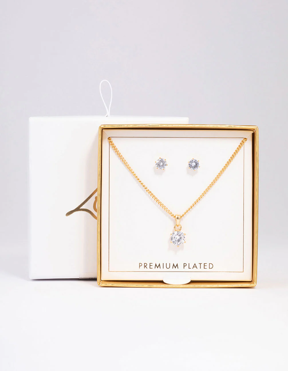 Gold Plated Cubic Zirconia Solitaire Jewellery Set - Image 3