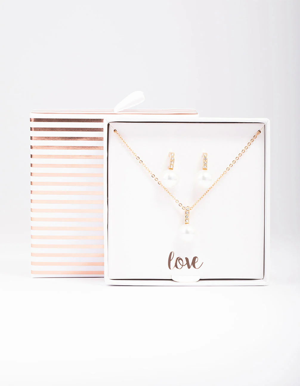 Gold Diamante Pearl Jewellery Set - Image 2