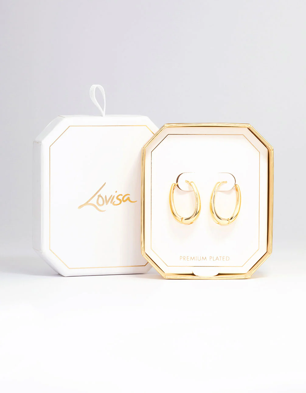 Gold Plated Oval Hoop Earrings - Image 2