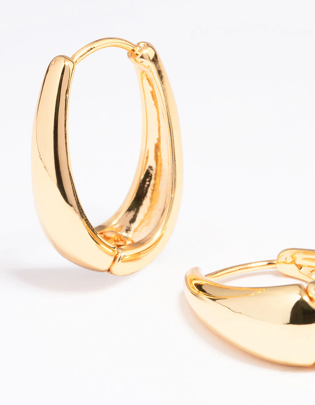 Gold Plated Oval Hoop Earrings - Image 3